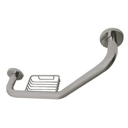 Kingston Brass GBS141012CS8 10" x 12" Angled Grab Bar with Soap Holder, Brushed Nickel GBS141012CS8